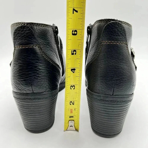 BOC Born Concept Womens10 Brown Pebbled Leather Double Buckle Heeled Zip Bootie - Picture 9 of 16